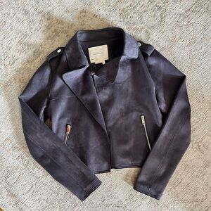 Anthropologie Cropped Suede Moto Jacket